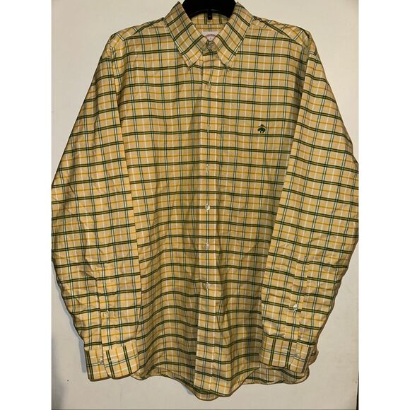 Brooks Brothers The Original Polo Shirt Traditional Fit yellow striped Non-Iron - Picture 2 of 7